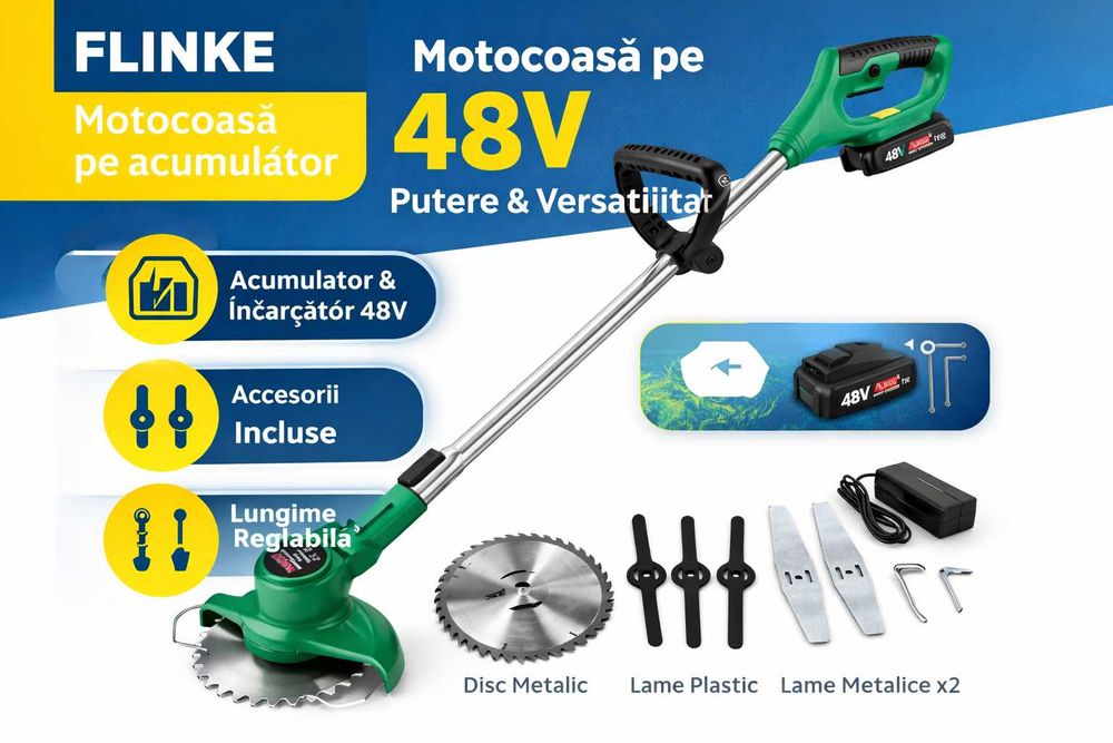 Motocoasa 48V Flinke pe acumulator Trimmer Gazon