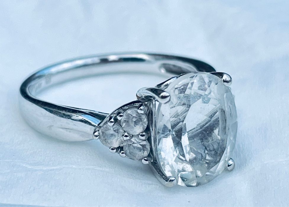 Inel aur alb 14 k si pietre semipretioase provenienta USA