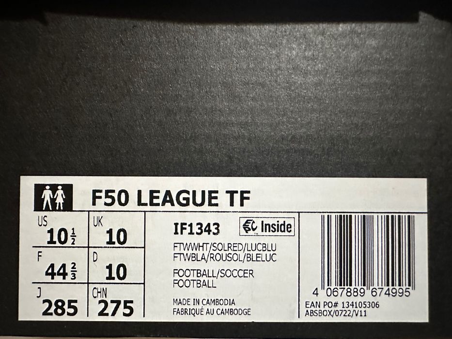 Adidas F50 League TF 44 2/3 стелка 28,5 см