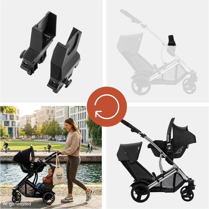 Hauck Duett 2 & Duett 4 Universal Adapter  HAUCK Duett 2 & Duett 4 Universal Adapter – Универсални адаптери за бебешко столче за кола, 2 броя, черни