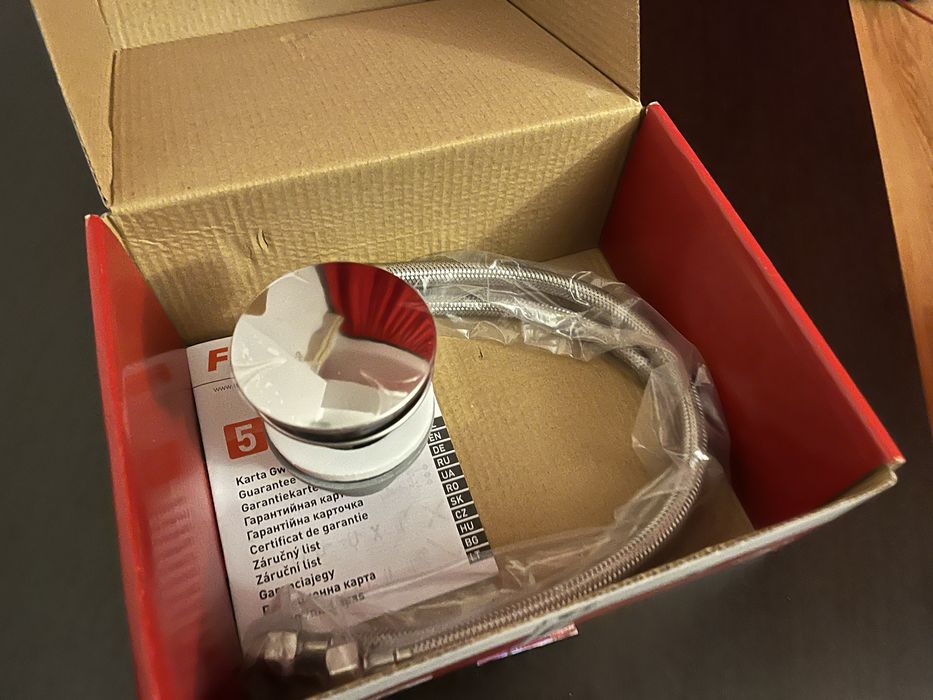 Ventil de scurgere click-clack 1/4” + 2xracorduri flexibile 3/8” M10x1