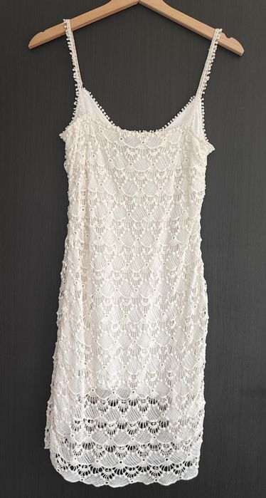 Rochie alba macrame