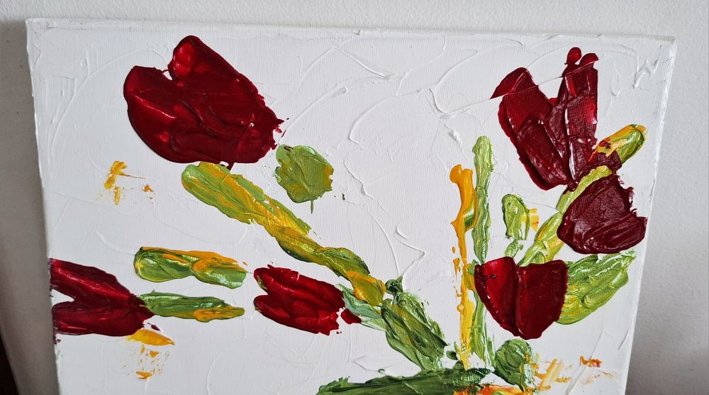 Картина с абстрактен букет цветя-30/30 см