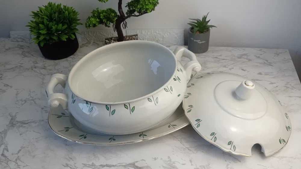 Порцеланов Супник и Плато "Китка" Нови Пазар Ретро/Винтидж (Като нови)