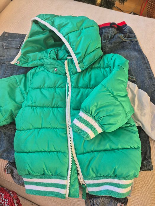 КОМПЛЕКТ: Зимен гащризон, Яке, подплатени дънки, риза Mayoral, 3м -6м