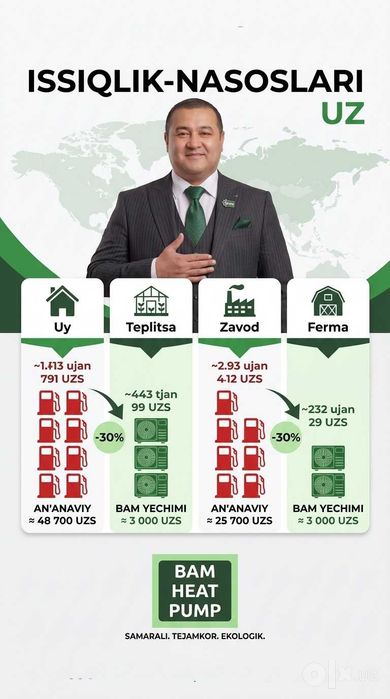 Тепловой Насос Шайхантахур Issiqlik Nasoslari Shayhontohur -40% SKIDKA
