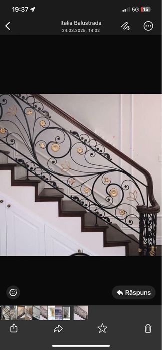 Mana curenta din fier forjat balustrada