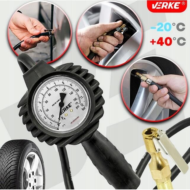 Pistol profesional cu manometru pentru umflat roti 12bari Verke