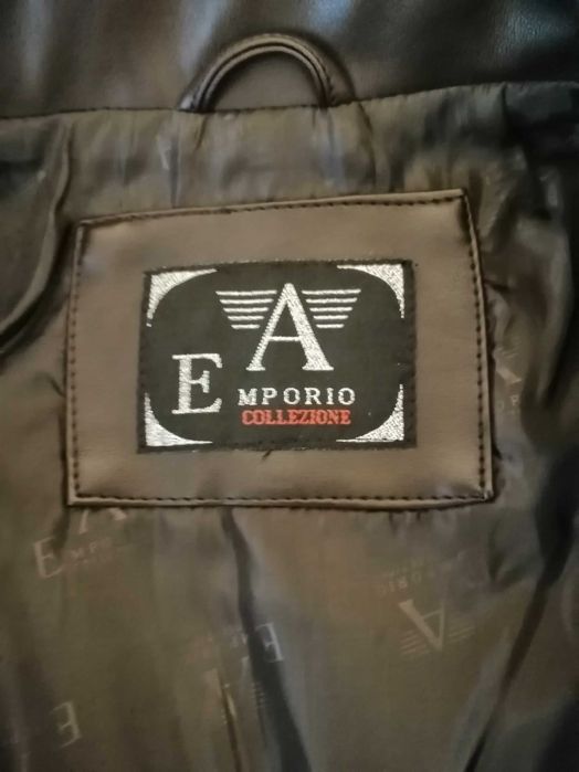 Redus 500RON.Sacou dama piele ecologica EMPORIO ARMANI, maro,marimea S