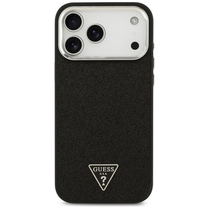 Case guess glitter triangle logo magsafe for iphone 17 pro max black