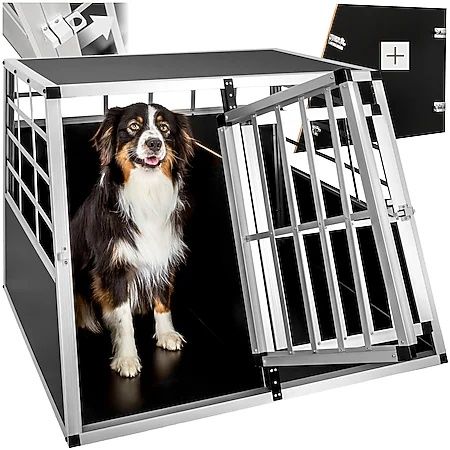 Масивна Двойна транспортна кутия за кучета с заключваща  врата, прегра