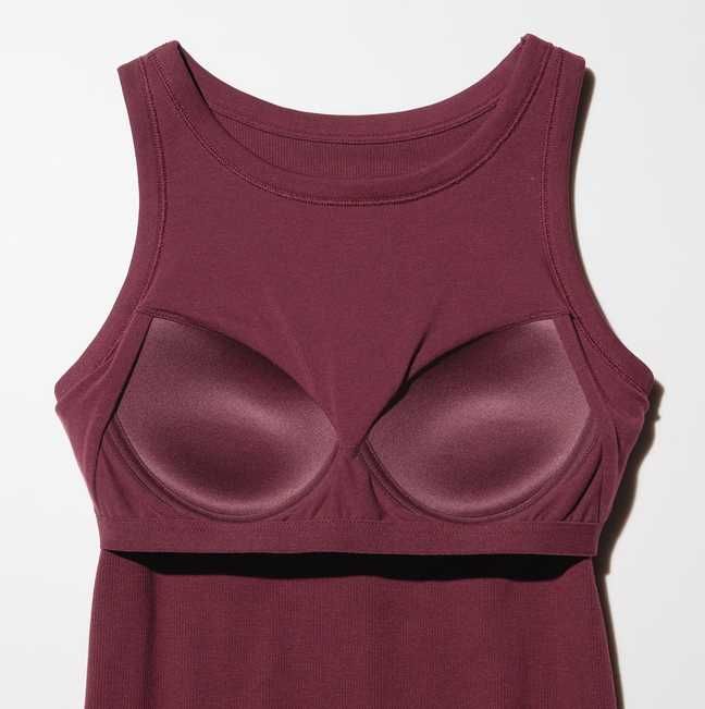 Uniqlo Ribbed Bra Top чёрный бра топ в рубчик