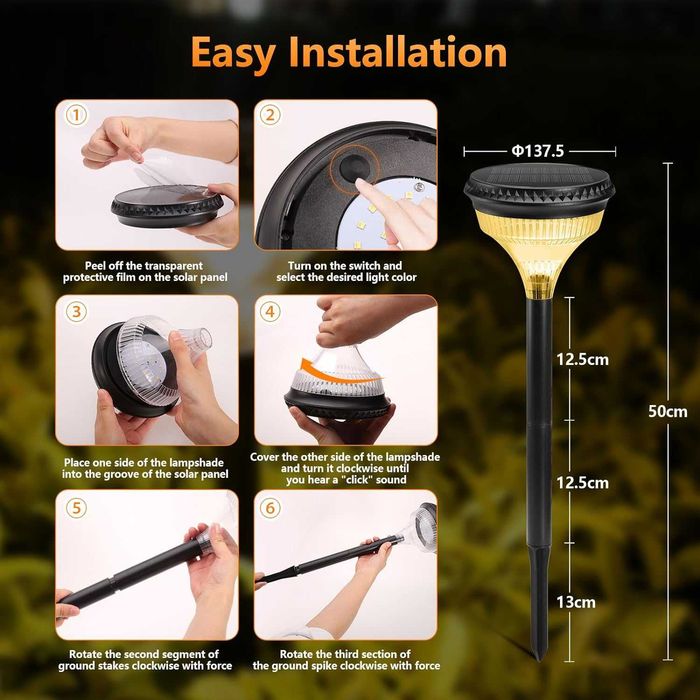 ECOWHO LED Соларни лампи за градина, 4 броя
