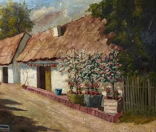 ~GOSPODARIE~ Tablou vechi, ulei/panza, 80x60cm(100x80cu rama), semnt