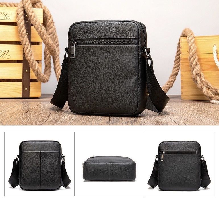 Барсетка натуральная кожа черная