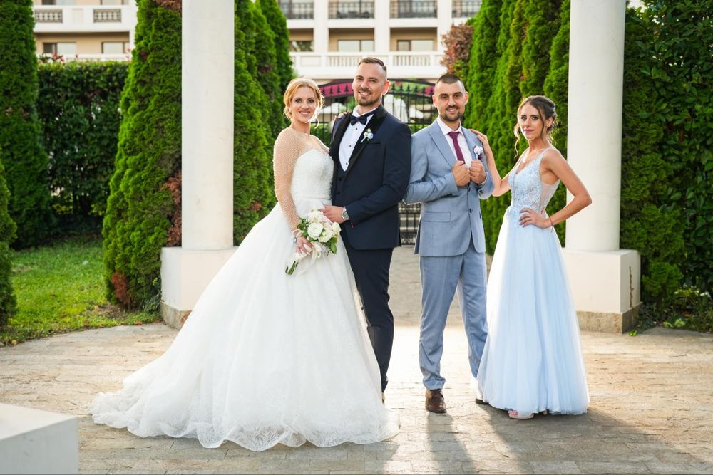 Официална дълга синя рокля