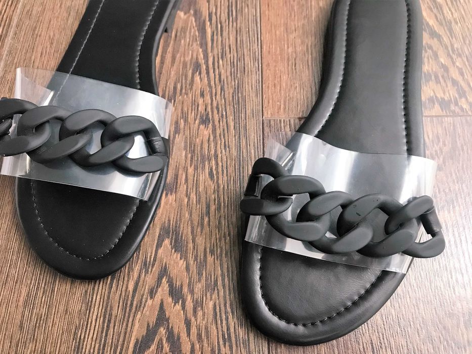 papuci femei, cu bareta transparenta, talpa subtire