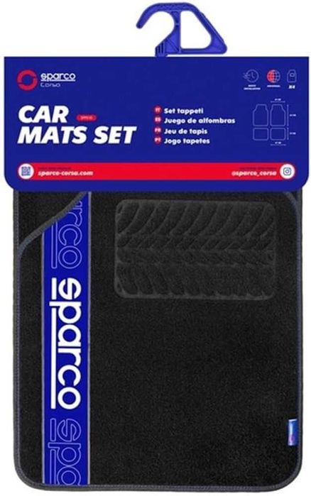 Комплект универсални автомобилни стелки Sparco със Сини кантове.