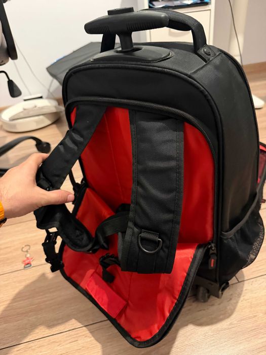 Rucsac foto troler Hama, cu roți, laptop 15.6", husă ploaie - stare foarte buna