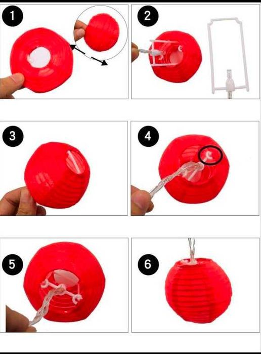 Гирлянда в виде китайских фонарей на батарейках 3 метра