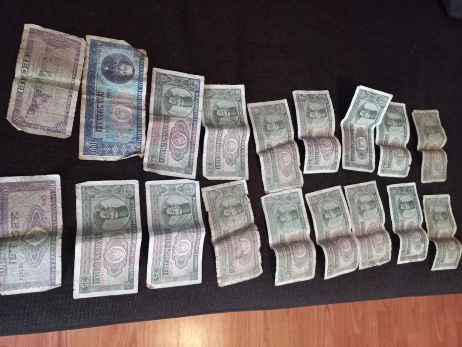 Bancnote vechi de 100 ,25 ,10 lei