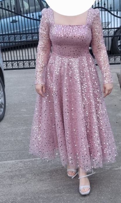 Rochie eleganta roz pudra