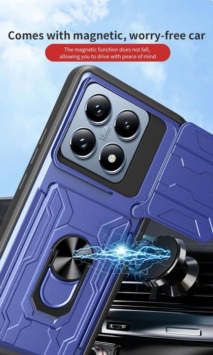 Xiaomi 14T / 14T Pro / RING CARD SLOT Удароустойчив кейс гръб с магнит