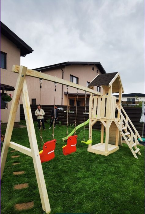 Complex  loc de joaca  mare căsuța lemn leagăne copii