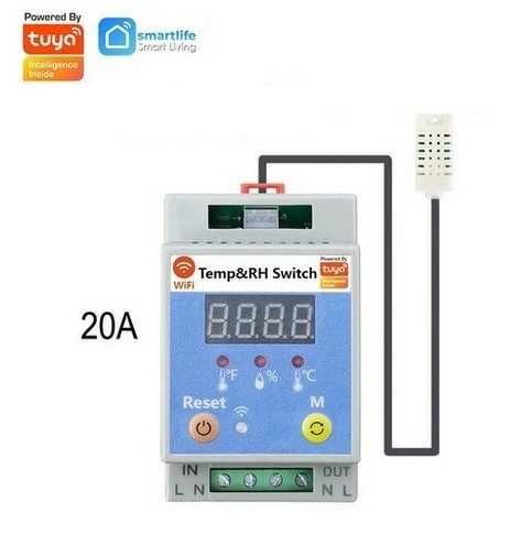 Tuya Smart WiFi термостат с монтаж на DIN и температурен сензор 20A