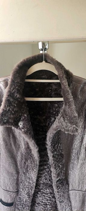 Елегантно Луксозно двулицево дълго агнешко палто в шоколадово кафяво