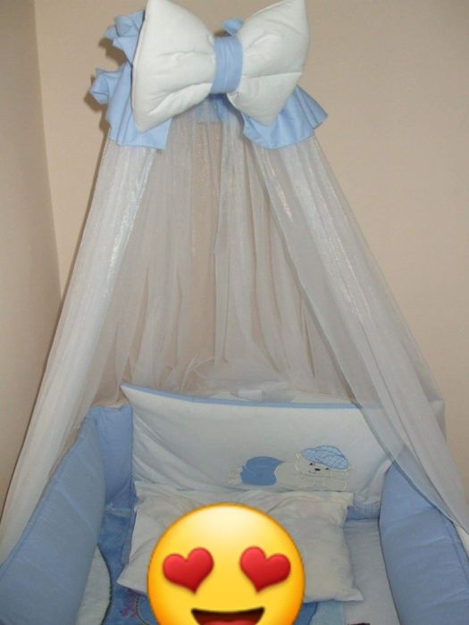 Set lenjerie pătuț cu baldachin