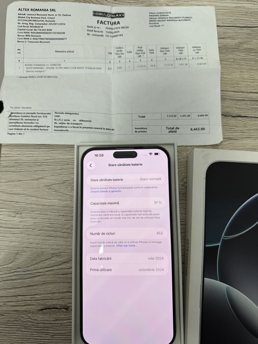 Vand iphone 16 pro max 512 GB White