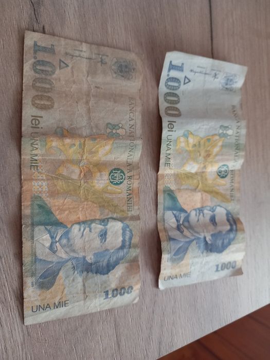 2 Bagnote de 1000 lei 1998.