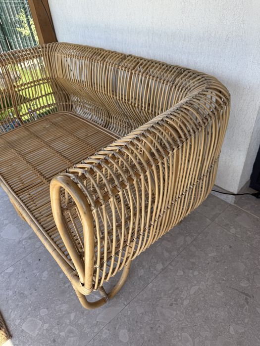 Canapea din ratan  natural pentru terasă
