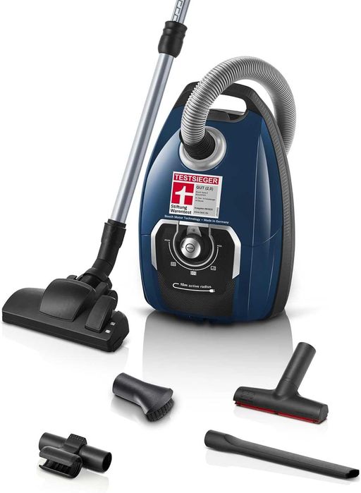 Прахосмукачка с Торба Bosch Series 8 BGL8XPER 700W, Тиха, XXL Накрайници, Дълъг Кабел!