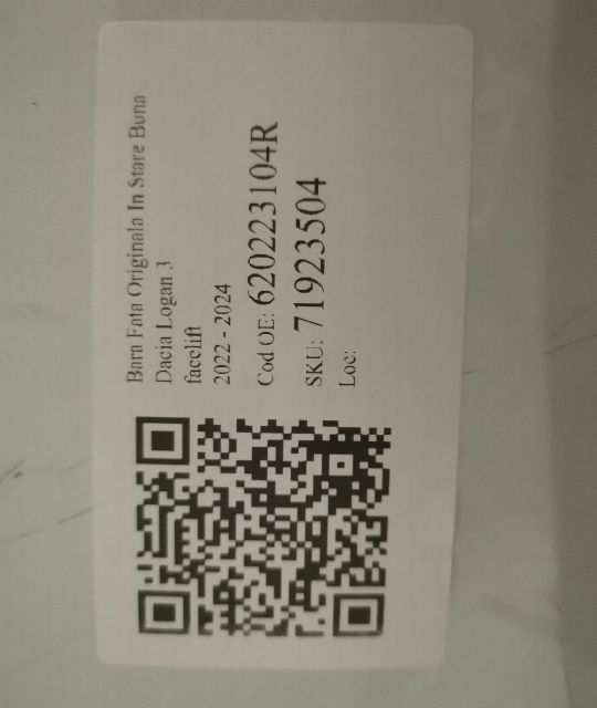 Bara Fata Originala In Stare Buna Dacia Logan 3 (facelift) 2022 2023 2