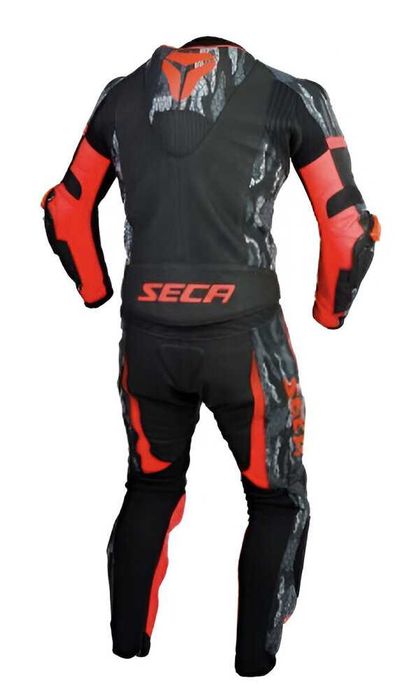 НОВ Кожен Мото Екип SECA SRS II FLUO RED/CAMO на две части.