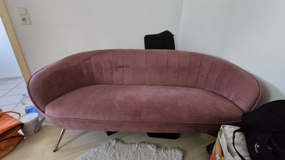 Canapea catifea roz – elegantă și modernă – 190 cm