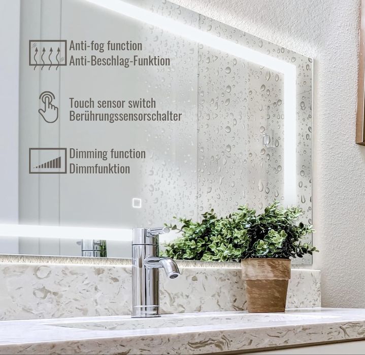 Огледало за баня Aquamarin® с LED осветление - 80 x 60 см