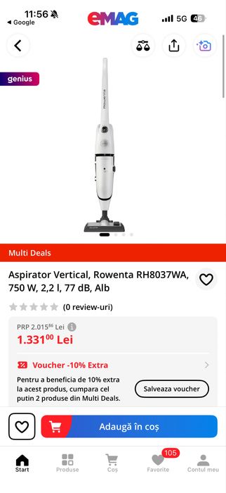 Aspirator vertucal rowenta