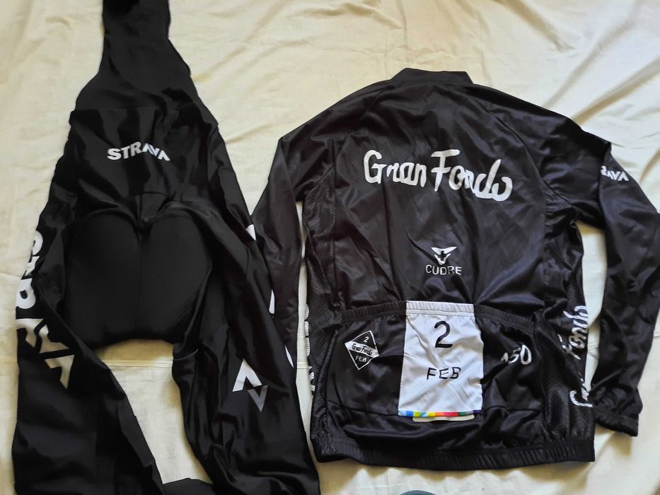 Echipament ciclism negru / albastru Strava subtire toamna primavara