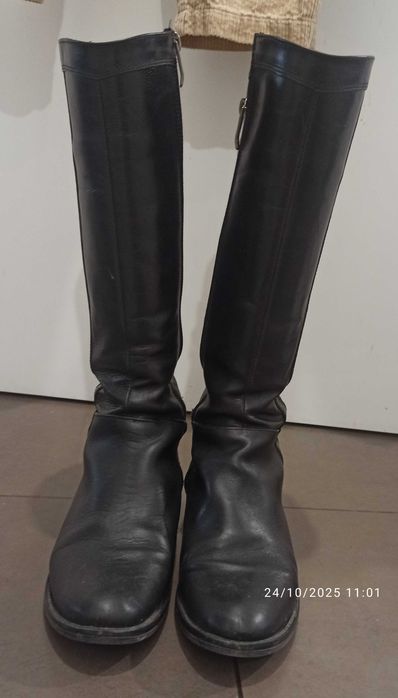 Дамски ботуши естествена кожа, черни, 37 размер. Gabina
