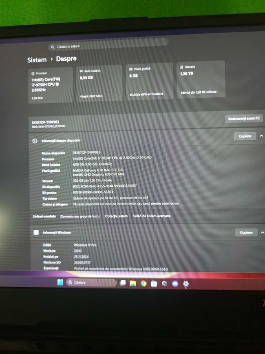 Vând ASUS ROG Strix G G731GU Gaming – i7 / GTX 1660 Ti / 1.38 TB