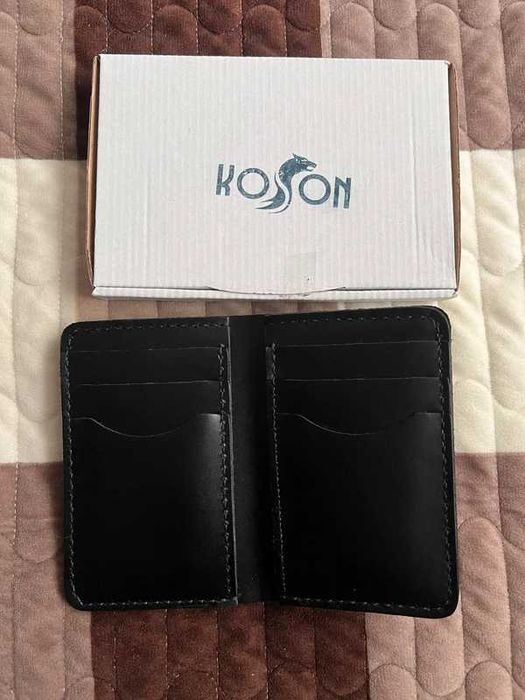 Portofel negru din piele naturala pentru talon si buletin