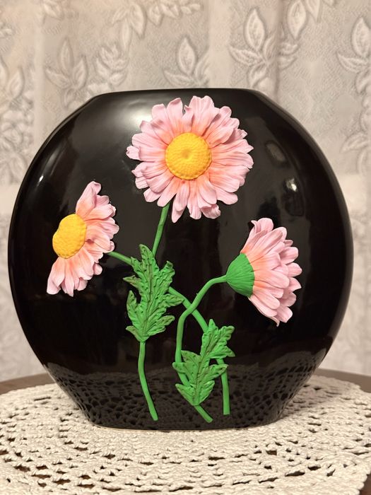 Vaza decorata manual cu lut polimeric