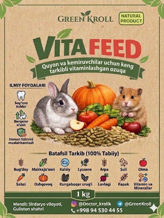 Vitaminlashgan Korm - Quyonlar va kemiruvchilar uchun