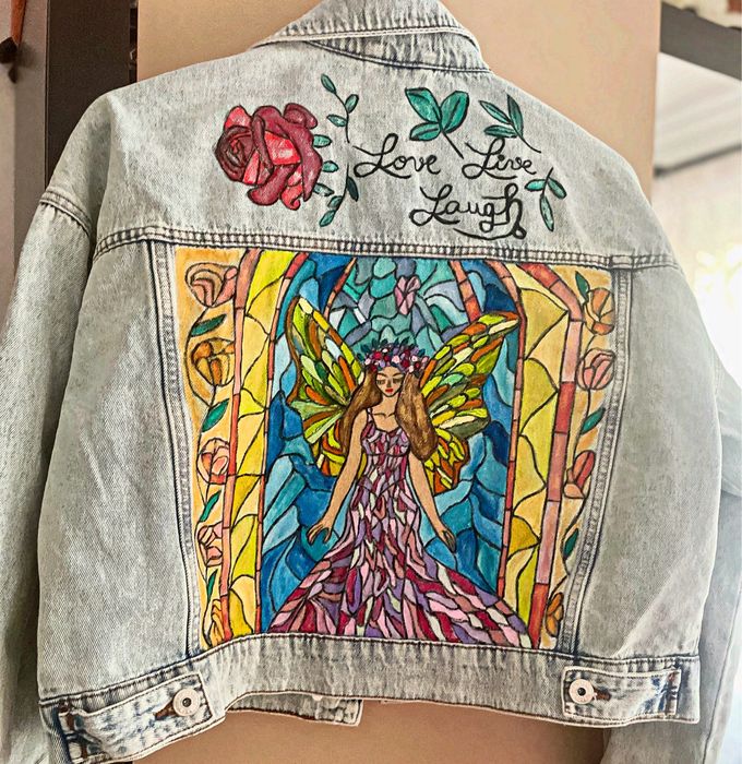 Geaca de blugi pictata manual