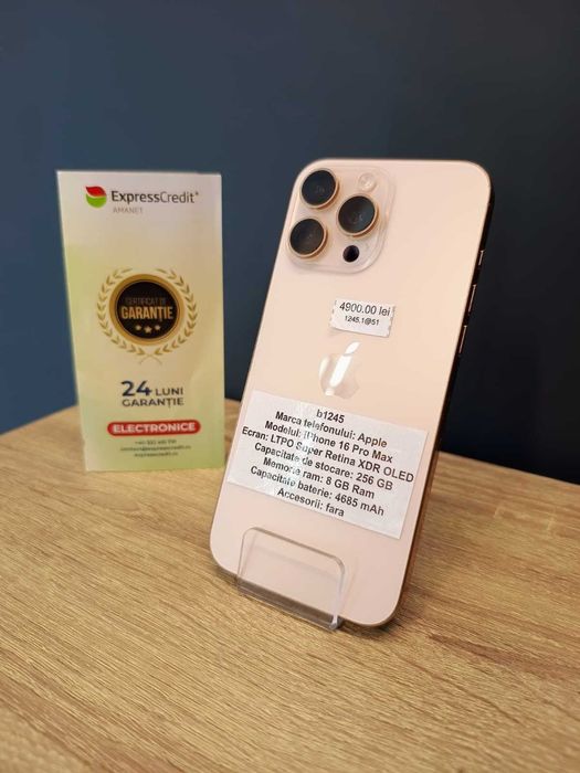 (AG51) iPhone 16 Pro Max 256Gb 91% bateria b1245 - Garantie 2 ani!