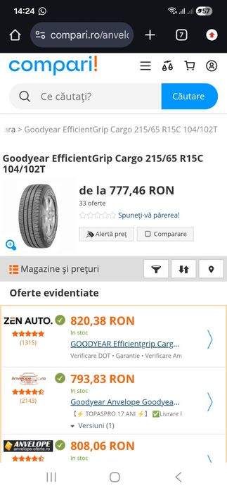 2 anvelope 215/65 R15C 104/102TGood year EfficientGrip Cargo