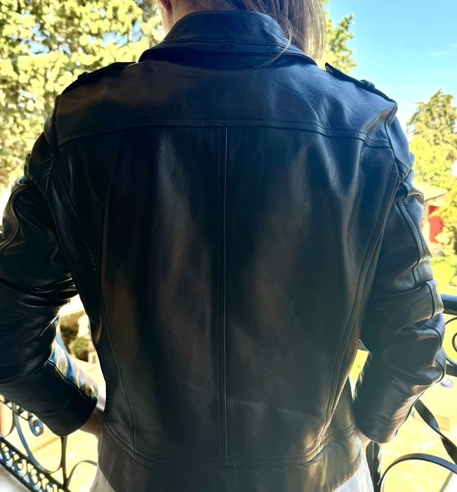 Дамско черно кожено яке Massimo Dutti